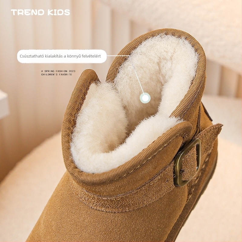 Gyerekeknek készült valódi bőr téli bakancsok, uniszex, 4–12 évesek, szabadidős stílus, felső rész: tehénbőr