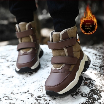 Fiúknak szánt boka csizma - fleece béléssel, magas szárú (Felső: szintetikus bőr; Talp: gumi; Tél; Kor: 4-16 év)