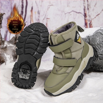 Fiúknak szánt boka csizma - fleece béléssel, magas szárú (Felső: szintetikus bőr; Talp: gumi; Tél; Kor: 4-16 év)