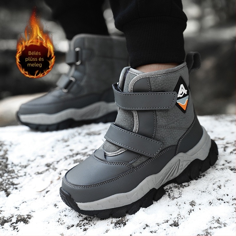 Fiúknak szánt boka csizma - fleece béléssel, magas szárú (Felső: szintetikus bőr; Talp: gumi; Tél; Kor: 4-16 év)