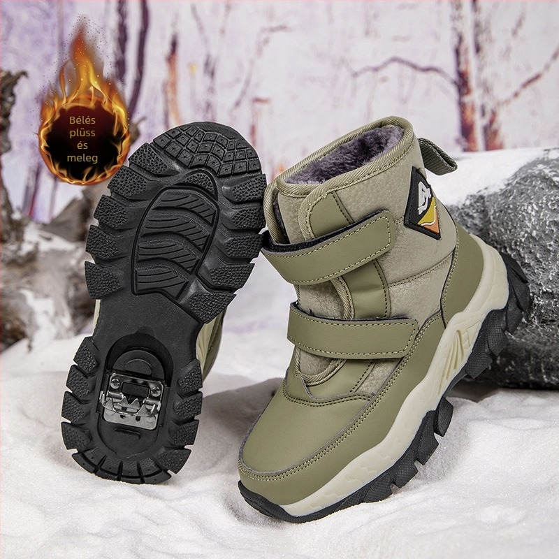 Fiúknak szánt boka csizma - fleece béléssel, magas szárú (Felső: szintetikus bőr; Talp: gumi; Tél; Kor: 4-16 év)