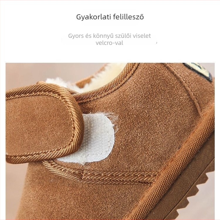 Unisex gyerek bokacsizma télre, felső Velúr bőr, PVC talp
