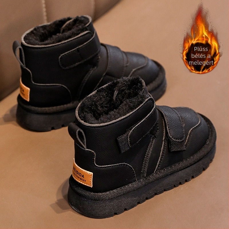 PU felsőrésszel rendelkező gyerek bokacsizma, uniszex, hétköznapi stílus, 4–16 éveseknek