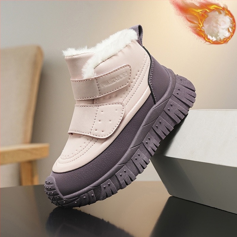 Lányok téli bokacipő, műbőr felső, gumírozott talp, 7–16 év, retro stílus