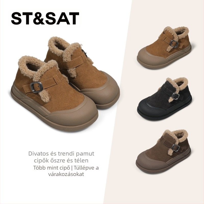 Uniszex gyerek téli cipő – felsőrész split bőr, bélés fleece, Velcro zárás, gumi talp, tél 2024