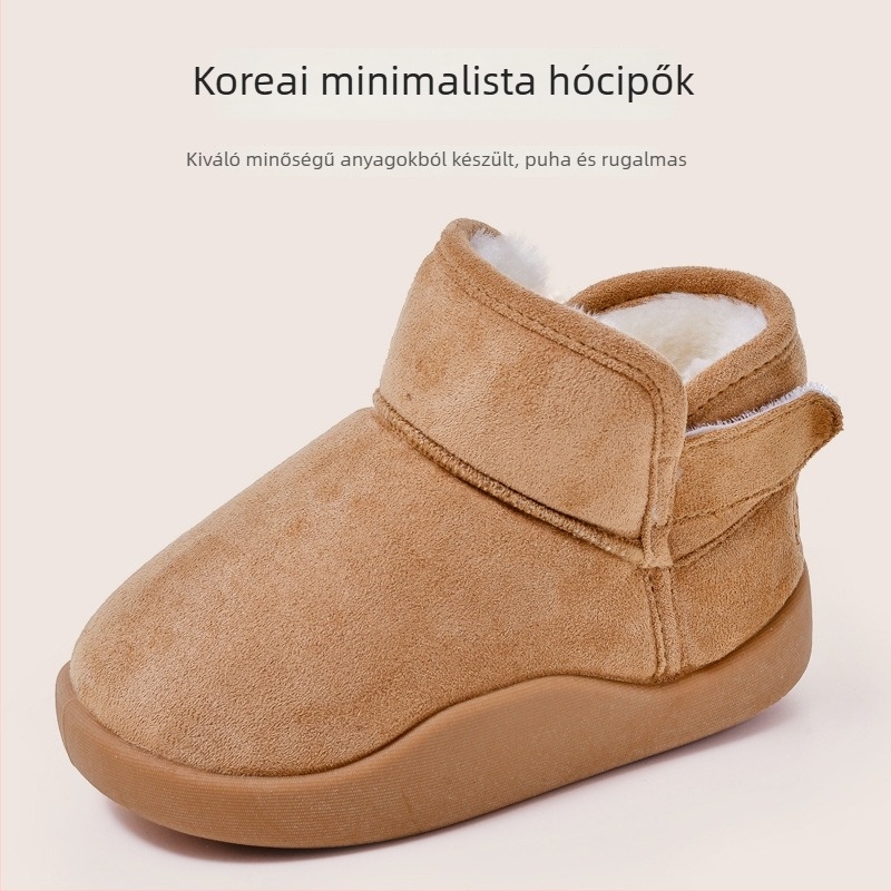Fleece-béléssel ellátott havas csizma gyerekeknek és felnőtteknek, uniszex bokacsizma vastag talppal