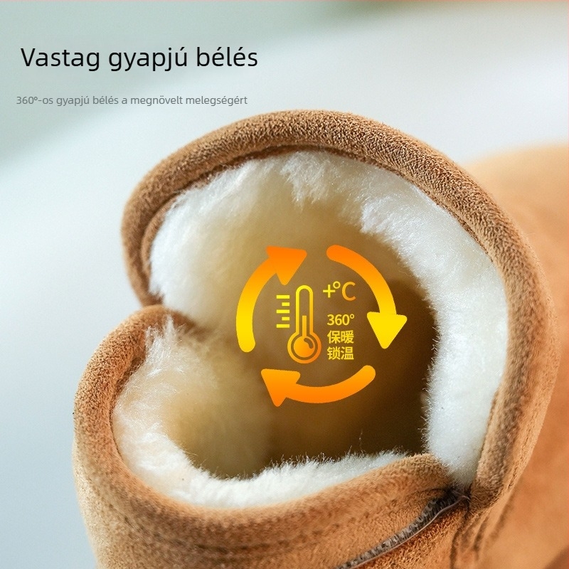 Fleece-béléssel ellátott havas csizma gyerekeknek és felnőtteknek, uniszex bokacsizma vastag talppal