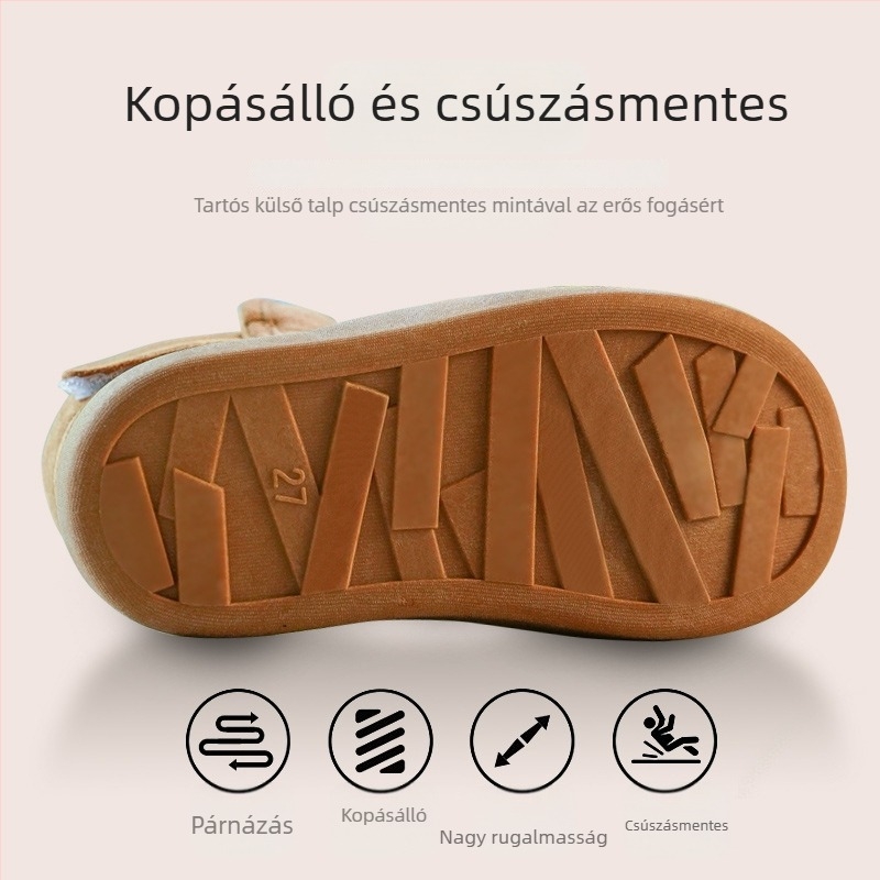 Fleece-béléssel ellátott havas csizma gyerekeknek és felnőtteknek, uniszex bokacsizma vastag talppal