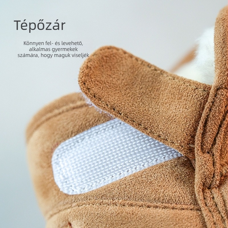 Fleece-béléssel ellátott havas csizma gyerekeknek és felnőtteknek, uniszex bokacsizma vastag talppal