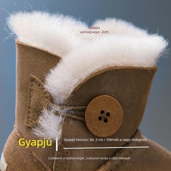 Gyerekek téli hócsizmája báránybőr belsővel, slip-on, bokáig érő
