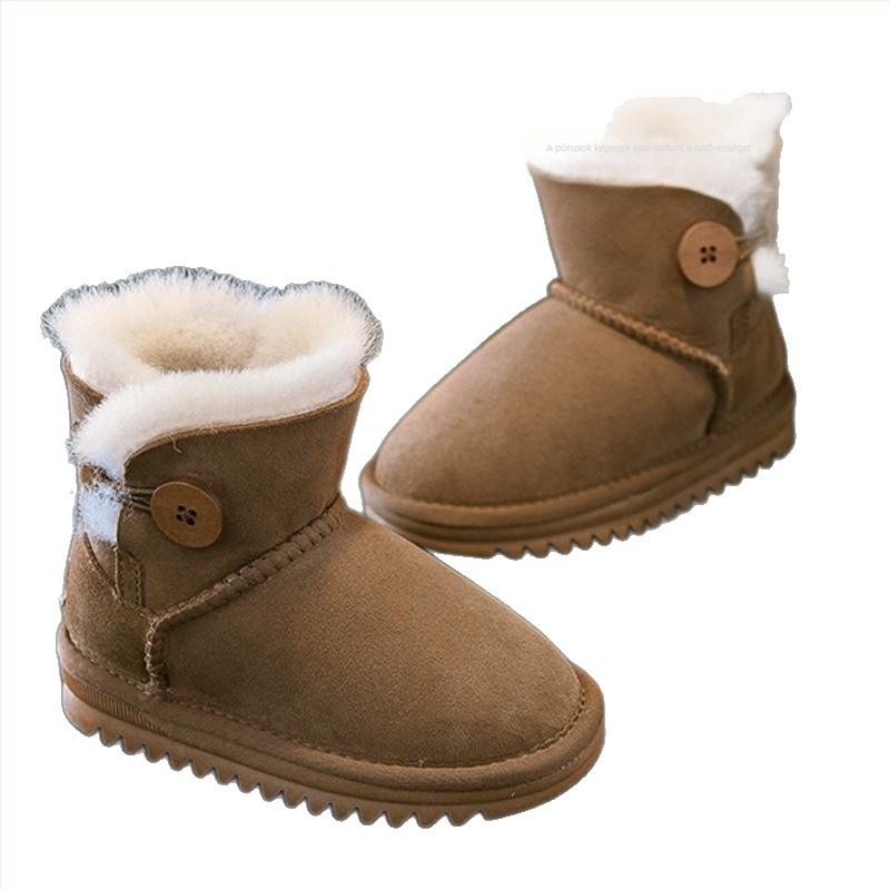 Gyerekek téli hócsizmája báránybőr belsővel, slip-on, bokáig érő