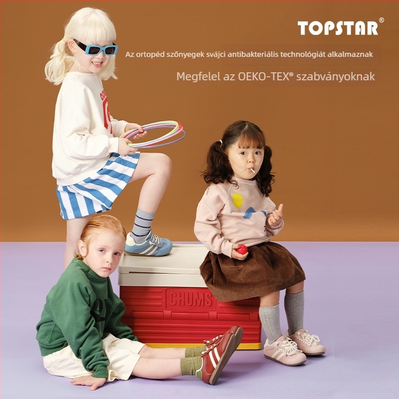 Topstar 2025 Őszi gyerekeknek edzőcipő Velcro-záródással, Canvas felsőrész, TPR talp, uniszex
