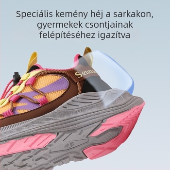 Gyerekeknek készült könnyű futócipő lélegző hálós felsőrésszel, EVA talp, Velcro-zárás, csúszásmentes