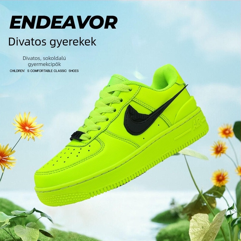Gyerekeknek szánt vastag talpú edzőcipő, bőr felsőrésszel, könnyű, anti-slip, textile belsőtalp