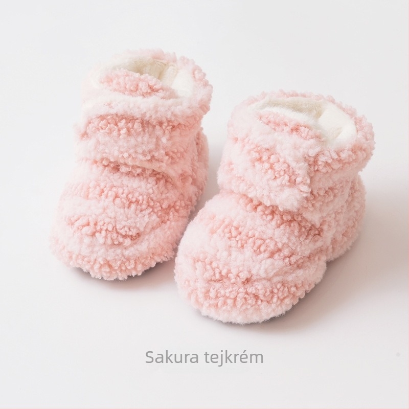 Őszi-téli vastagított meleg babacipő és zokni, csúszásmentes talppal, puha talpú első lépésekhez, újszülöttek számára téli viselet