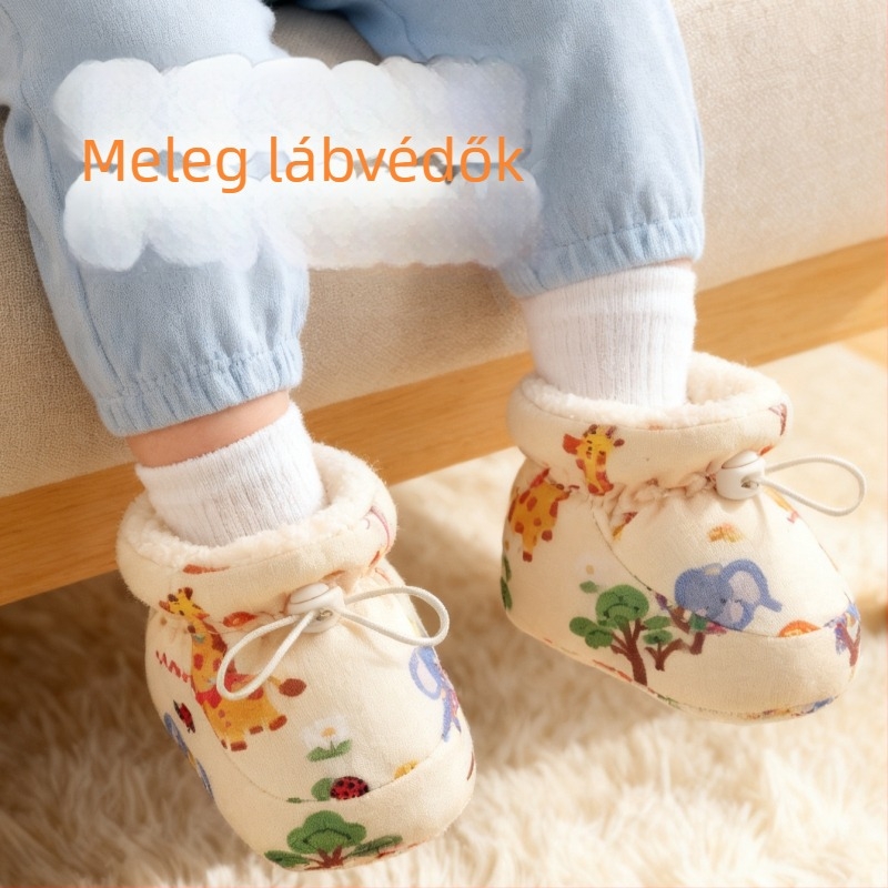 Csecsemő téli pamutcipő fleece béléssel, vastag puha talppal, meleg járócipő 6–12 hónapos korosztálynak