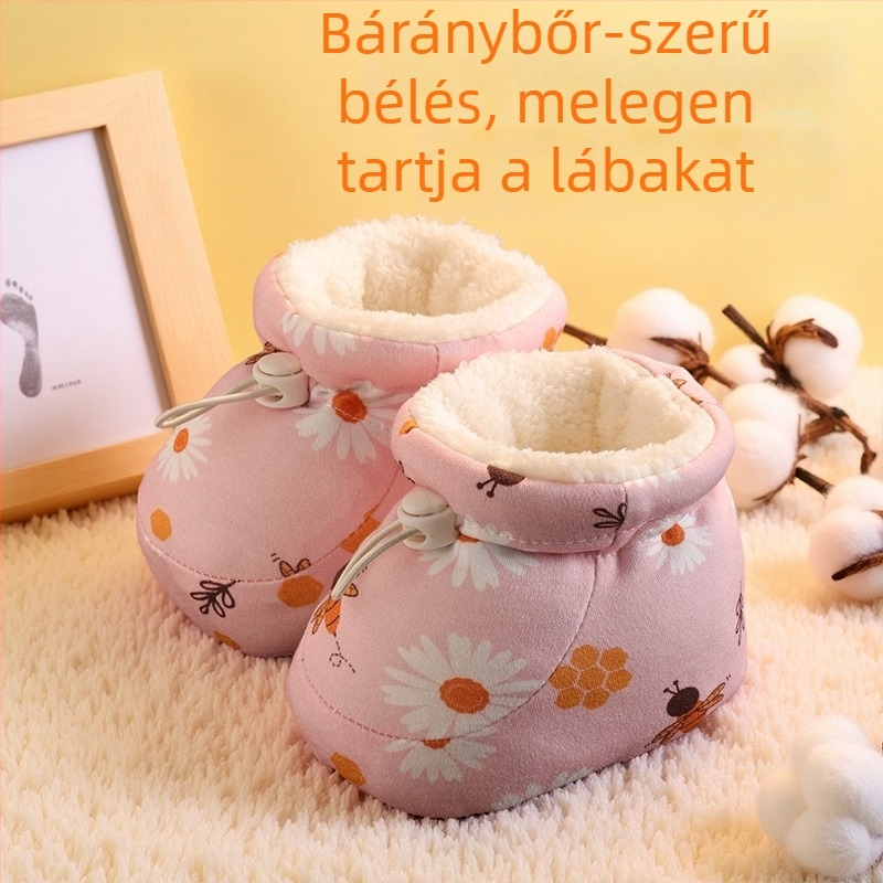 Csecsemő téli pamutcipő fleece béléssel, vastag puha talppal, meleg járócipő 6–12 hónapos korosztálynak