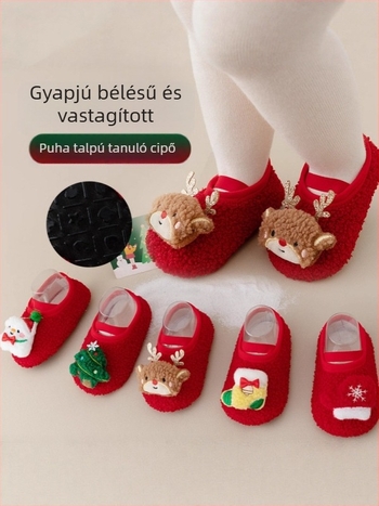 Baba padlós zokni – őszi–téli, vastag belső cipő puha talppal, csúszásmentes járáshoz