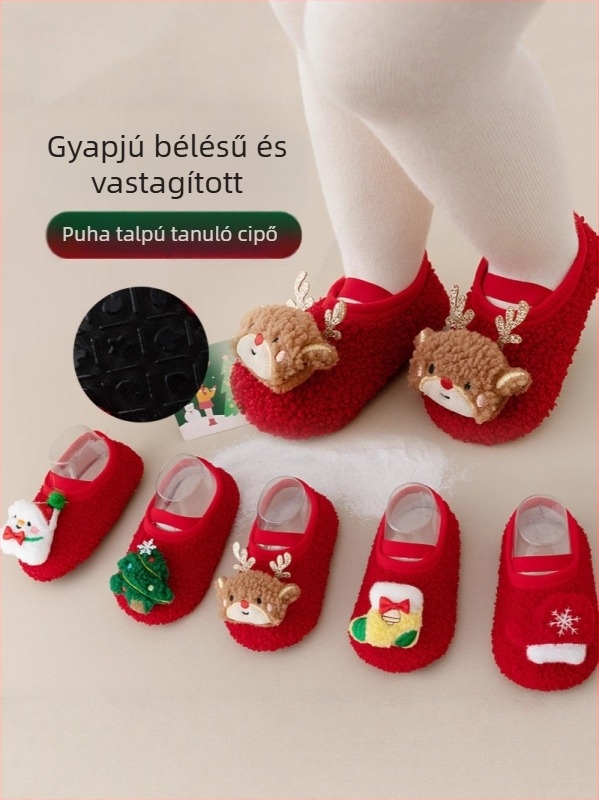 Baba padlós zokni – őszi–téli, vastag belső cipő puha talppal, csúszásmentes járáshoz