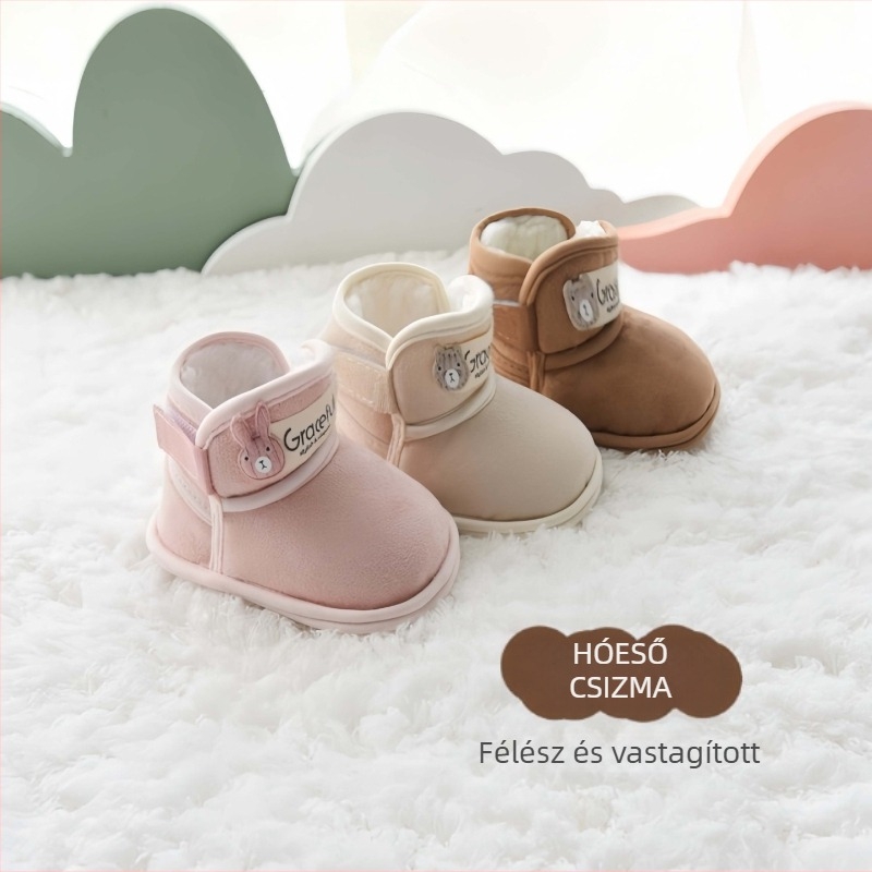 Téli bébi csizma fleece béléssel, csúszásmentes talppal, Velcro-zárás, középmagas szár