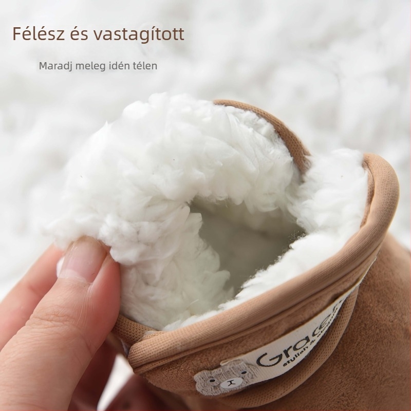 Téli bébi csizma fleece béléssel, csúszásmentes talppal, Velcro-zárás, középmagas szár