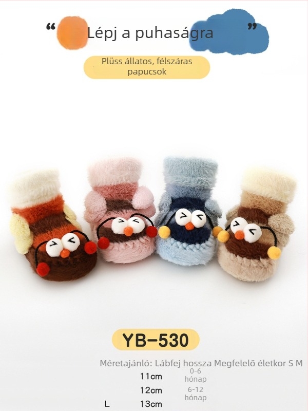 Baba padlós zokni cipő fleece béléssel, vastag és puha talppal, 0–2 éveseknek