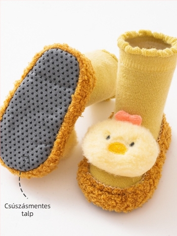 Baba padlós zokni csúszásmentes, vastag fleece bélés, pamut alapanyag, mintás, őszi-téli szezon