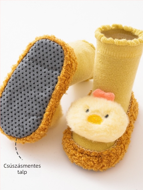 Baba padlós zokni csúszásmentes, vastag fleece bélés, pamut alapanyag, mintás, őszi-téli szezon