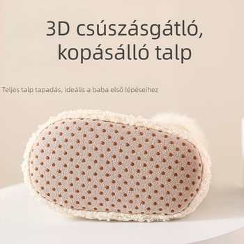Téli bébi beltéri cipő és zokni fleece-béléssel, vastag, csúszásmentes, puha talpú, 12–36 hónapos korosztály számára