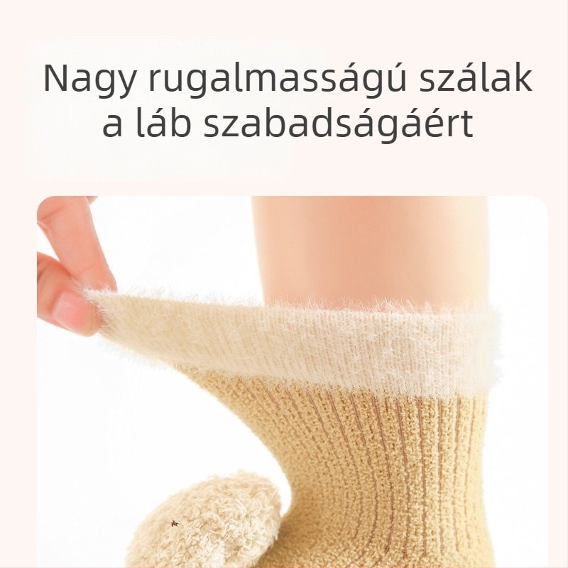 Téli bébi beltéri cipő és zokni fleece-béléssel, vastag, csúszásmentes, puha talpú, 12–36 hónapos korosztály számára