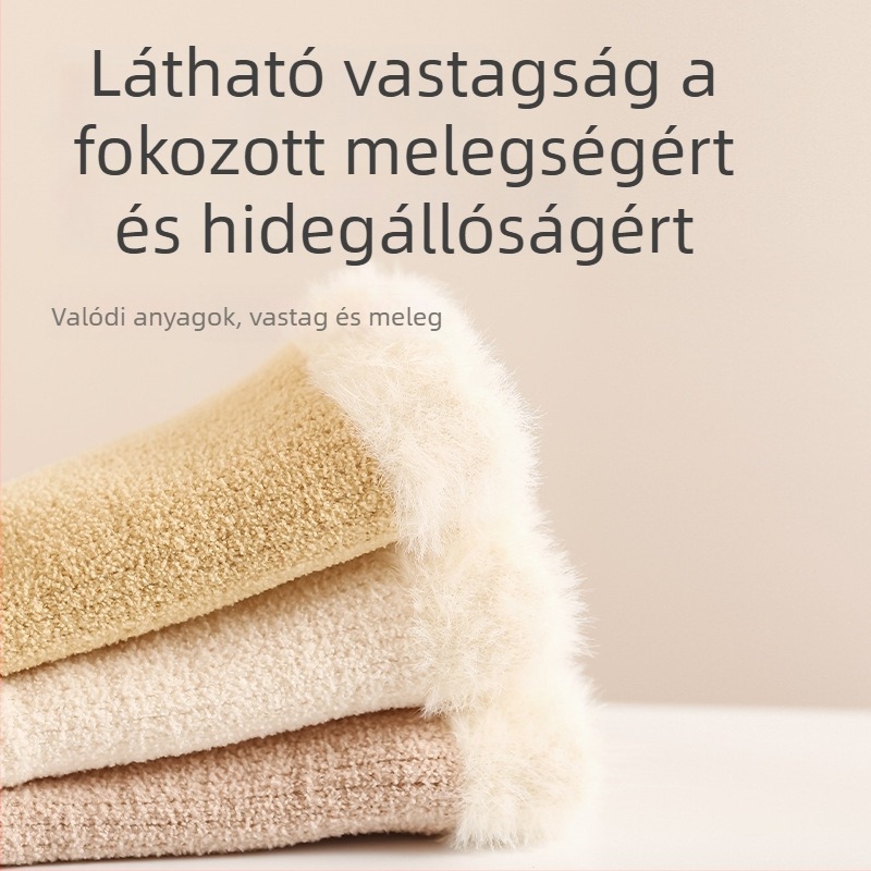 Téli bébi beltéri cipő és zokni fleece-béléssel, vastag, csúszásmentes, puha talpú, 12–36 hónapos korosztály számára