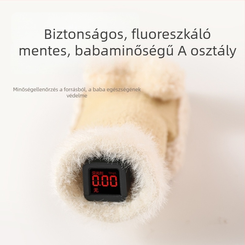 Téli bébi beltéri cipő és zokni fleece-béléssel, vastag, csúszásmentes, puha talpú, 12–36 hónapos korosztály számára