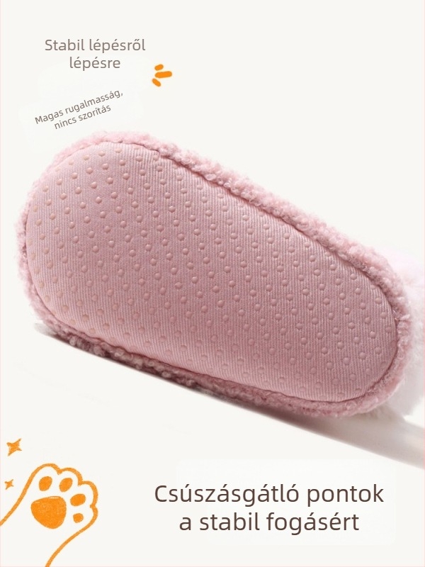 Baba padlószárú csúszásmentes zokni beltéri, meleg, rajzfilm mintával, 0–3 éves korig