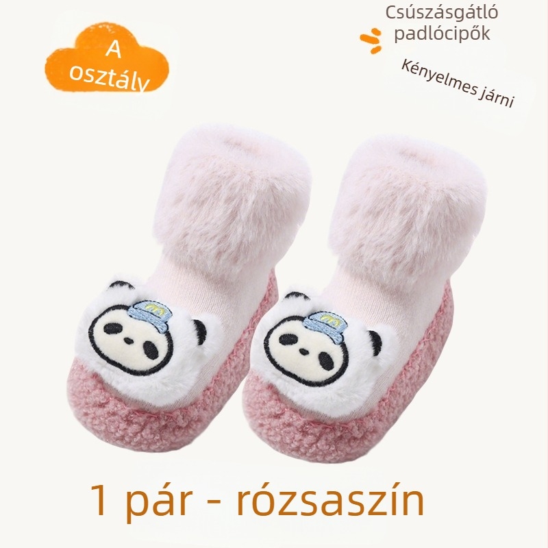 Baba padlószárú csúszásmentes zokni beltéri, meleg, rajzfilm mintával, 0–3 éves korig