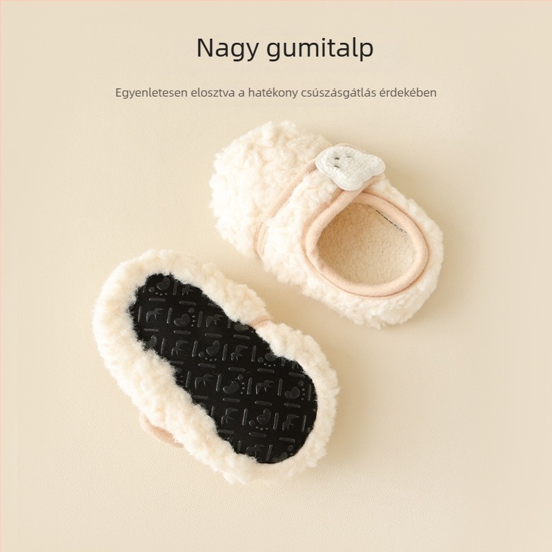 Baba vastagított meleg anti-slip talpú padlós zokni, őszi-téli, puha talppal, báránygyapjú bélés