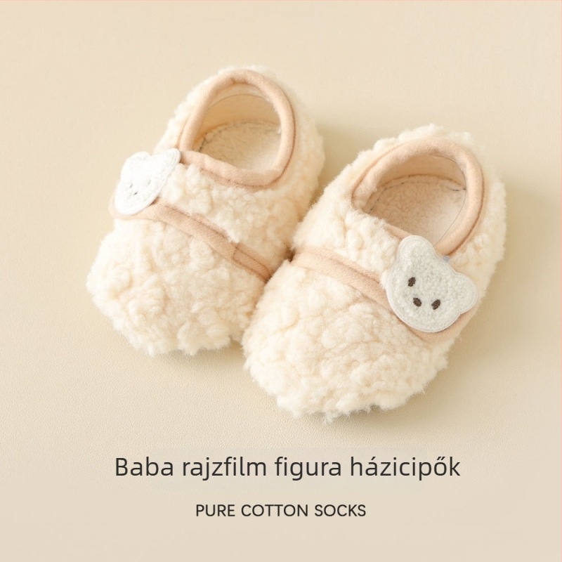 Baba vastagított meleg anti-slip talpú padlós zokni, őszi-téli, puha talppal, báránygyapjú bélés