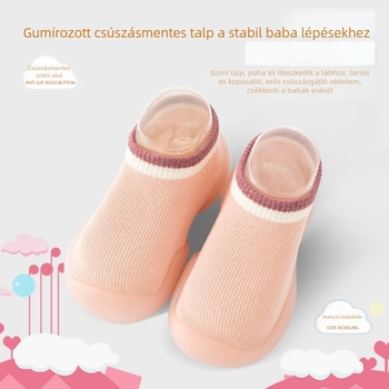 Gyerekeknek készült padlós zokni-papucs, légáteresztő, csúszásmentes talppal, 82% pamut, uniszex, tavasz–ősz