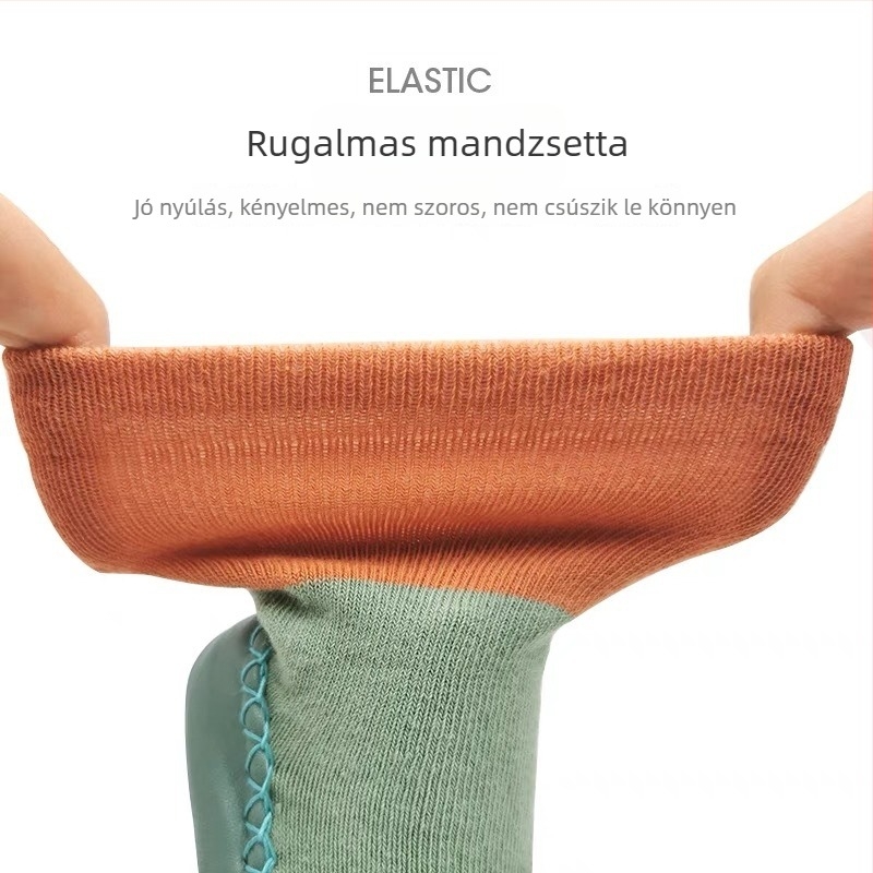 Gyerekeknek szóló padlós zokni – puha talppal, csúszásmentes, légáteresztő combed pamut, jacquard minta, tavasz- és őszre