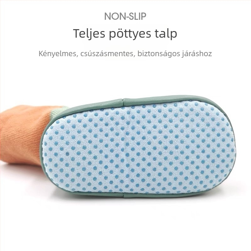 Gyerekeknek szóló padlós zokni – puha talppal, csúszásmentes, légáteresztő combed pamut, jacquard minta, tavasz- és őszre