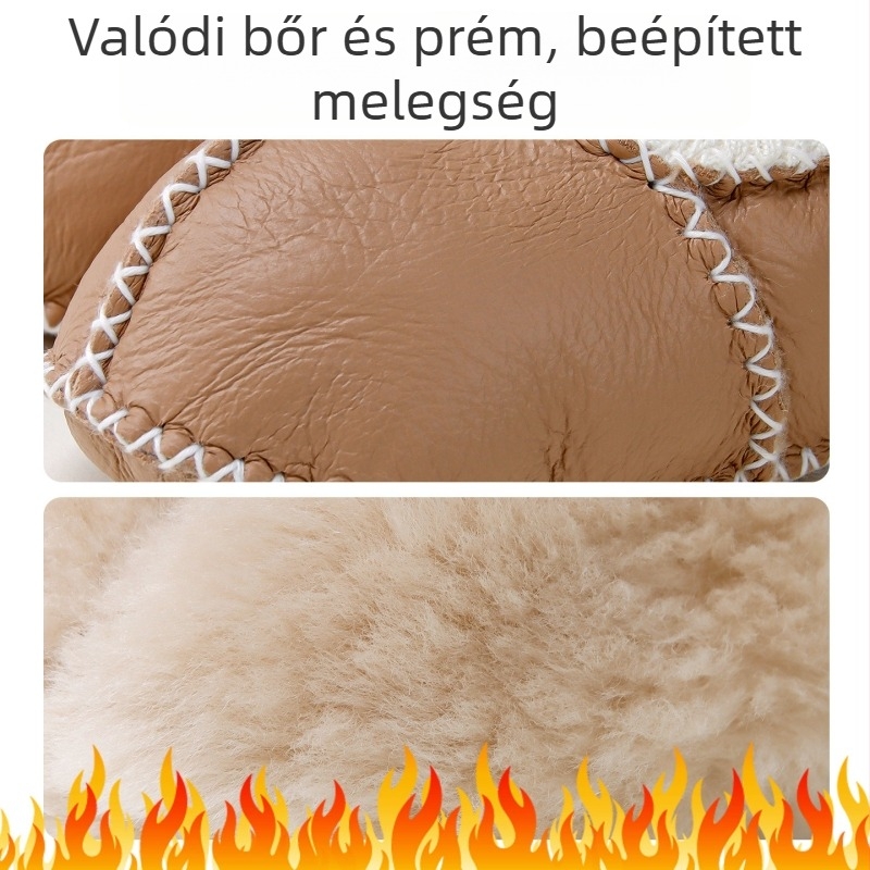 Baba bőrcipő és zokni, téli gyapjú bélés, valódi bőr, 6-12 hónapos korosztály
