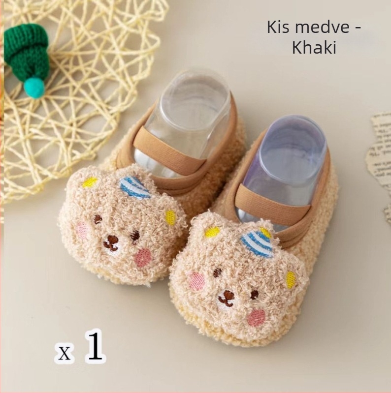 Babapadlós zokni téli vastag belső cipő gyerekeknek, lágy talpú, csúszásmentes a járás tanulásához