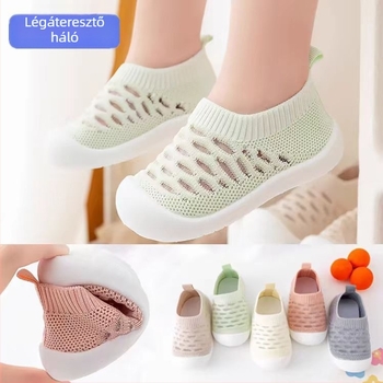 Baba- és totyogócipő: lélegző, puha talpú, felső rész fly-knit hálószövetből, csúszásmentes, 12–36 hónapos korosztály