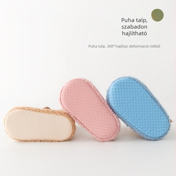 Téli bébi járócipő-zokni, csúszásmentes, vastag puha talppal, állatmintás, felső rész pamut és gyapjú, magas felső