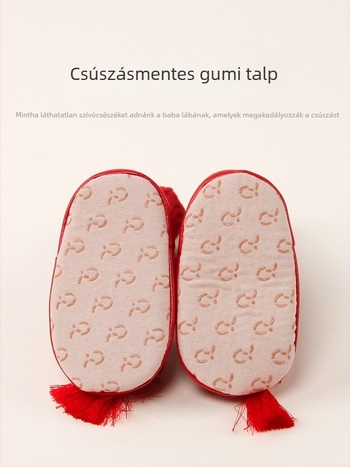 Újszülött baba padlós zoknija csúszásmentes, lélegző pamutból, mesefigurás mintával, tavaszra és őszre