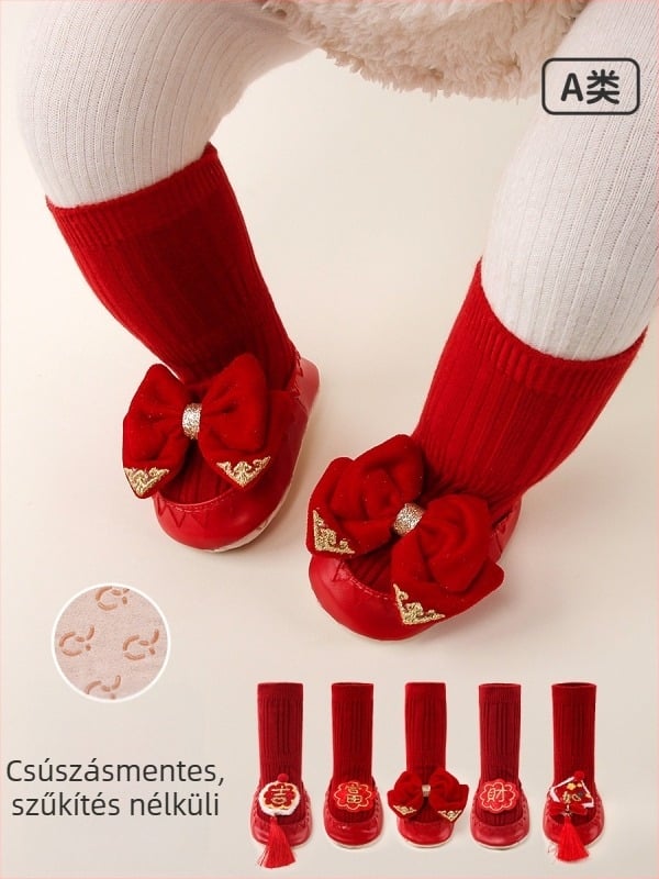 Újszülött baba padlós zoknija csúszásmentes, lélegző pamutból, mesefigurás mintával, tavaszra és őszre