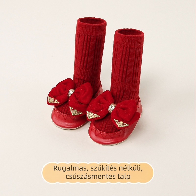 Újszülött baba padlós zoknija csúszásmentes, lélegző pamutból, mesefigurás mintával, tavaszra és őszre