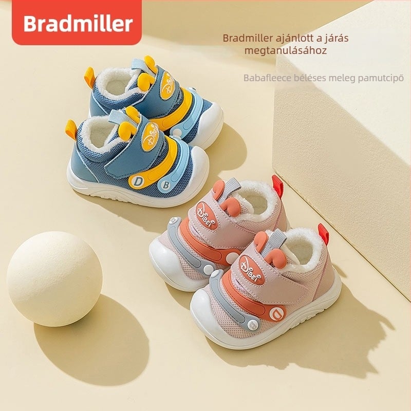 Brumiller téli babacipő, velcro zár, fleece bélés, csúszásmentes talp, rajzfilmszerű mintázat, 12-48 hónapos korosztálynak