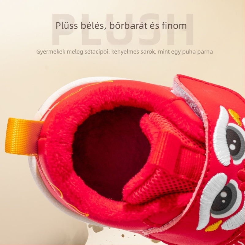 Téli baba cipő fleece béléssel, járásfejlesztő, piros