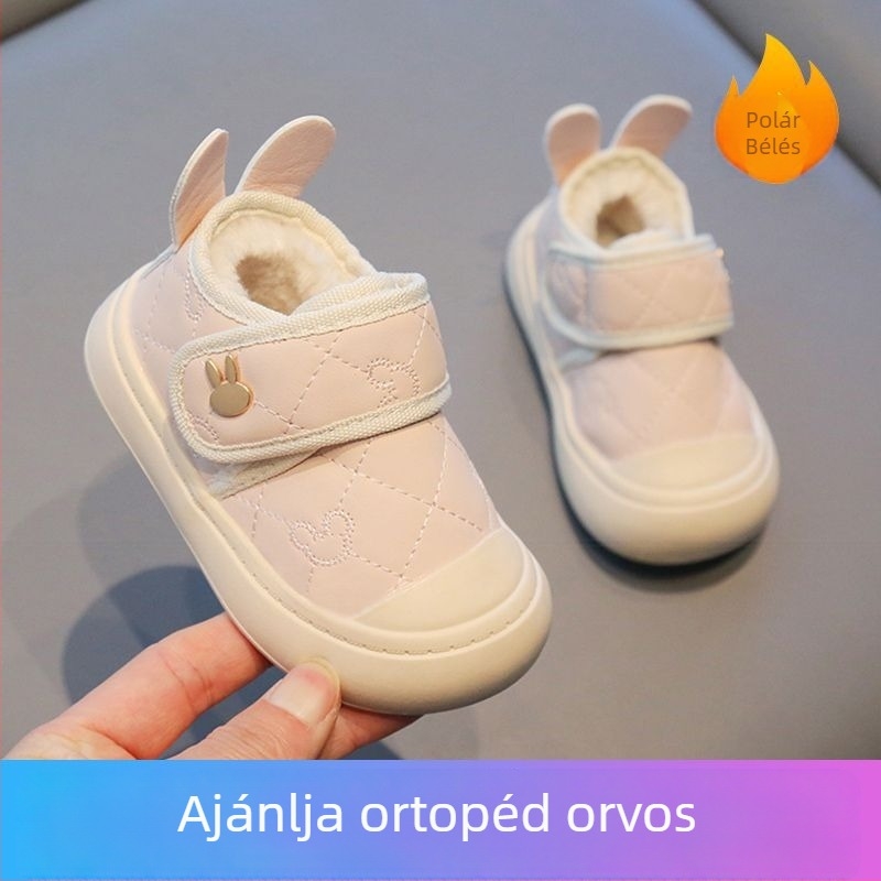 Férfi kisgyermekek téli cipői, felsőrész műbőr, csúszásmentes talp, melegen tartó, 12–36 hónap közötti korosztály számára