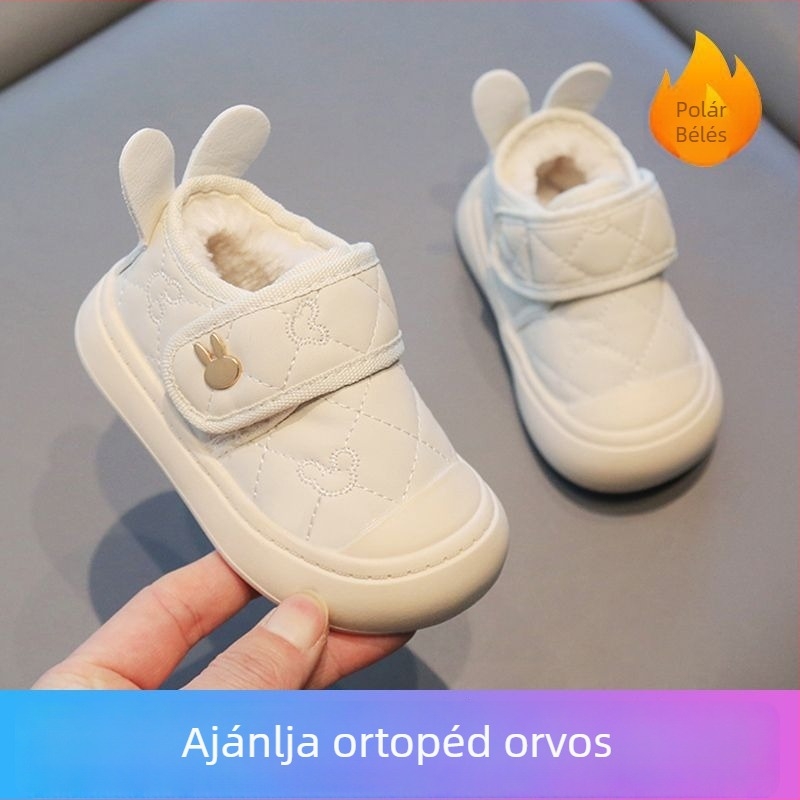 Férfi kisgyermekek téli cipői, felsőrész műbőr, csúszásmentes talp, melegen tartó, 12–36 hónap közötti korosztály számára